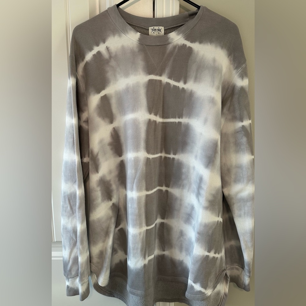 Texas True Threads Size Large Gray Tie-Dye Sweatshirt